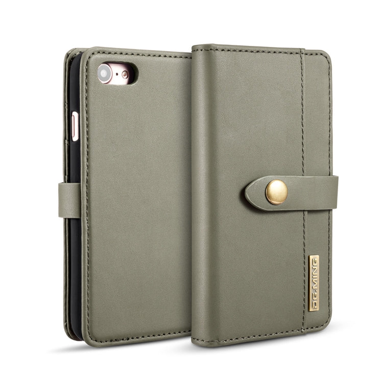 DG.MING Lambskin Detachable Horizontal Flip Magnetic Case For iPhone SE 2020 & 8 & 7, with Holder & Card Slots & Wallet