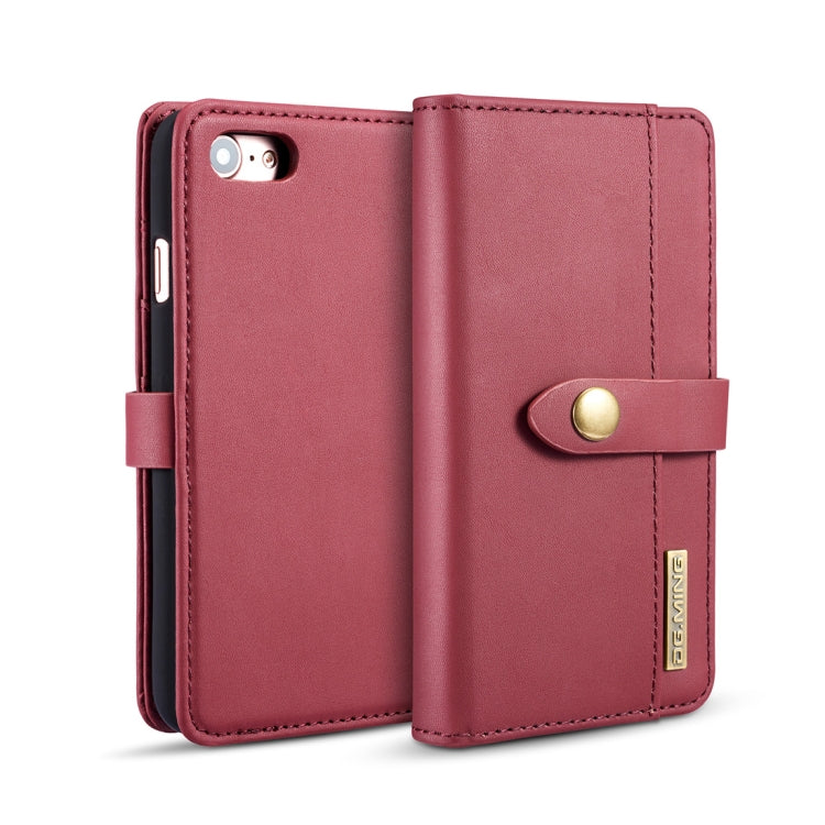 DG.MING Lambskin Detachable Horizontal Flip Magnetic Case For iPhone SE 2020 & 8 & 7, with Holder & Card Slots & Wallet
