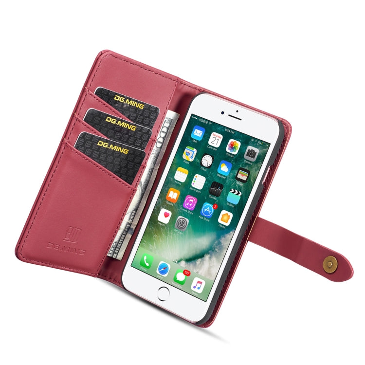 DG.MING Lambskin Detachable Horizontal Flip Magnetic Case For iPhone SE 2020 & 8 & 7, with Holder & Card Slots & Wallet