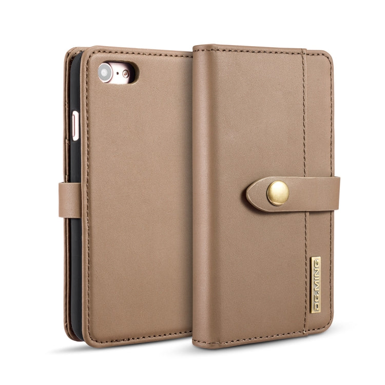 DG.MING Lambskin Detachable Horizontal Flip Magnetic Case For iPhone SE 2020 & 8 & 7, with Holder & Card Slots & Wallet