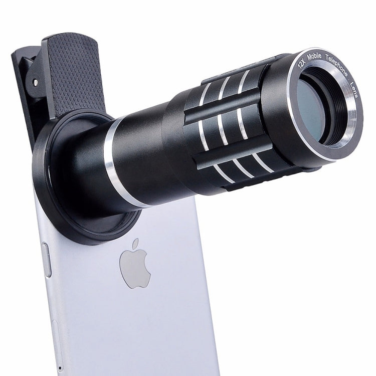 Universal 12X Telephoto Lens + 0.45X Wide-angle Lens + 12.5X Macro Lens Kit, For iPhone, Galaxy, Huawei, Xiaomi, LG, HTC and Other Smart Phones (Gold)
