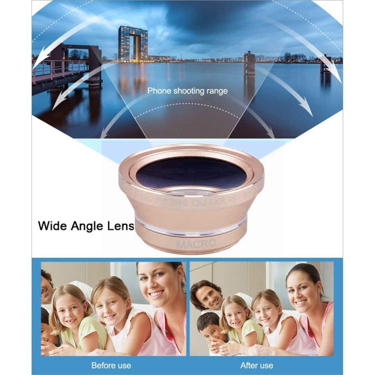 Universal 12X Telephoto Lens + 0.45X Wide-angle Lens + 12.5X Macro Lens Kit, For iPhone, Galaxy, Huawei, Xiaomi, LG, HTC and Other Smart Phones (Gold)