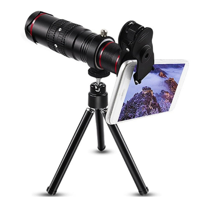 Universal 22X Zoom Telescope Telephoto Camera Lens with Tripod Mount & Mobile Phone Clip, For iPhone, Galaxy, Huawei, Xiaomi, LG, HTC and Other Smart Phones(Black)
