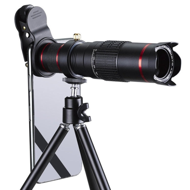Universal 22X Zoom Telescope Telephoto Camera Lens with Tripod Mount & Mobile Phone Clip, For iPhone, Galaxy, Huawei, Xiaomi, LG, HTC and Other Smart Phones(Black)