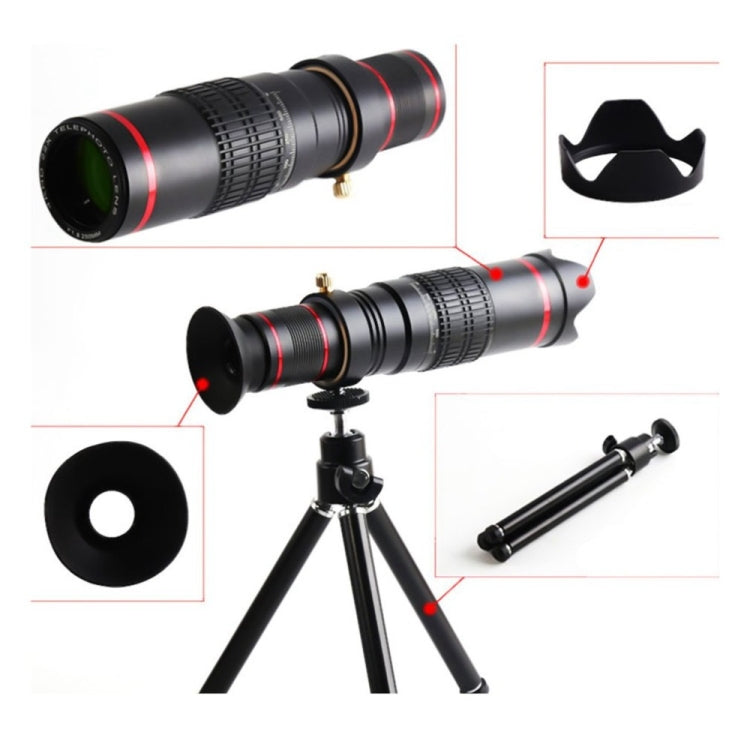Universal 22X Zoom Telescope Telephoto Camera Lens with Tripod Mount & Mobile Phone Clip, For iPhone, Galaxy, Huawei, Xiaomi, LG, HTC and Other Smart Phones(Black)