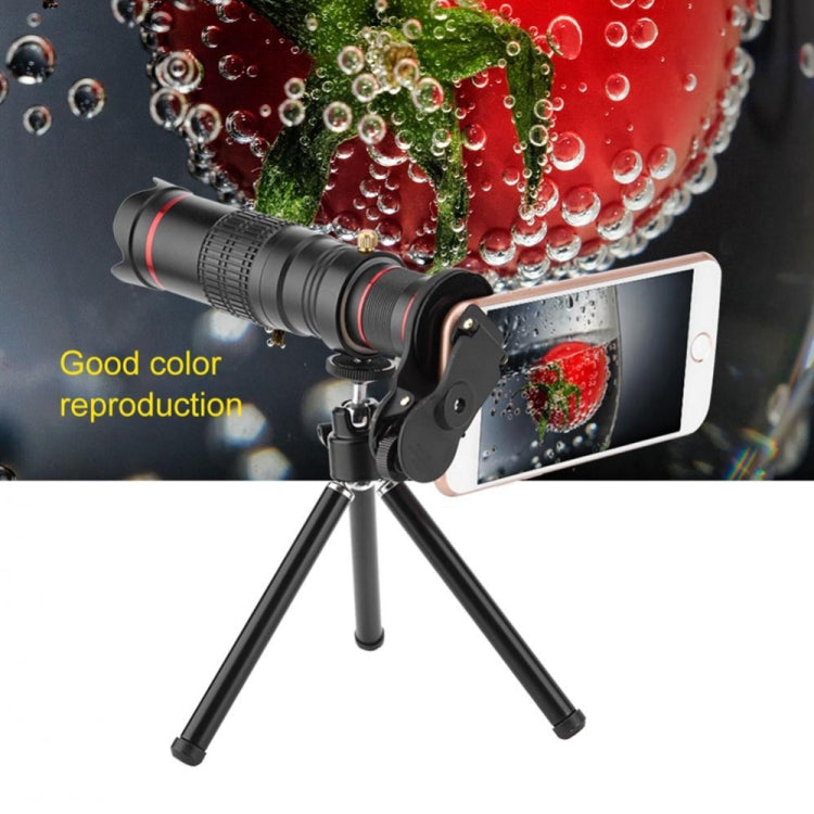 Universal 22X Zoom Telescope Telephoto Camera Lens with Tripod Mount & Mobile Phone Clip, For iPhone, Galaxy, Huawei, Xiaomi, LG, HTC and Other Smart Phones(Black)