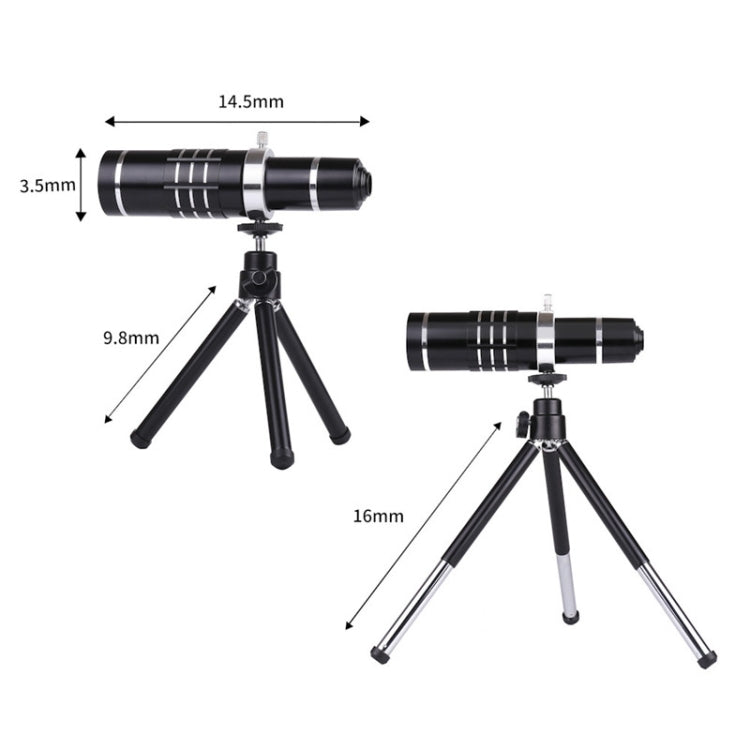 Universal 18X Zoom Telescope Telephoto Camera Lens with Tripod Mount & Mobile Phone Clip, For iPhone, Galaxy, Huawei, Xiaomi, LG, HTC and Other Smart Phones