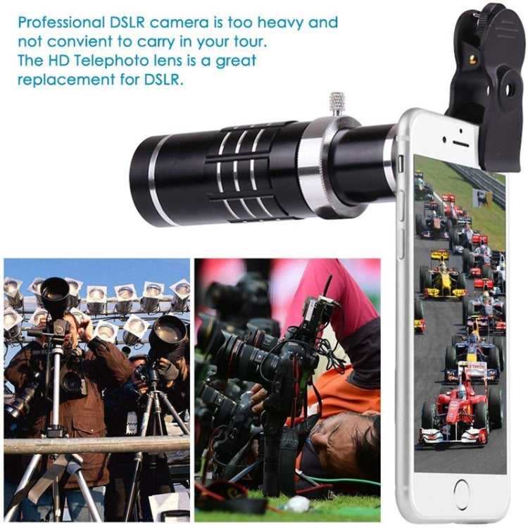 Universal 18X Zoom Telescope Telephoto Camera Lens with Tripod Mount & Mobile Phone Clip, For iPhone, Galaxy, Huawei, Xiaomi, LG, HTC and Other Smart Phones