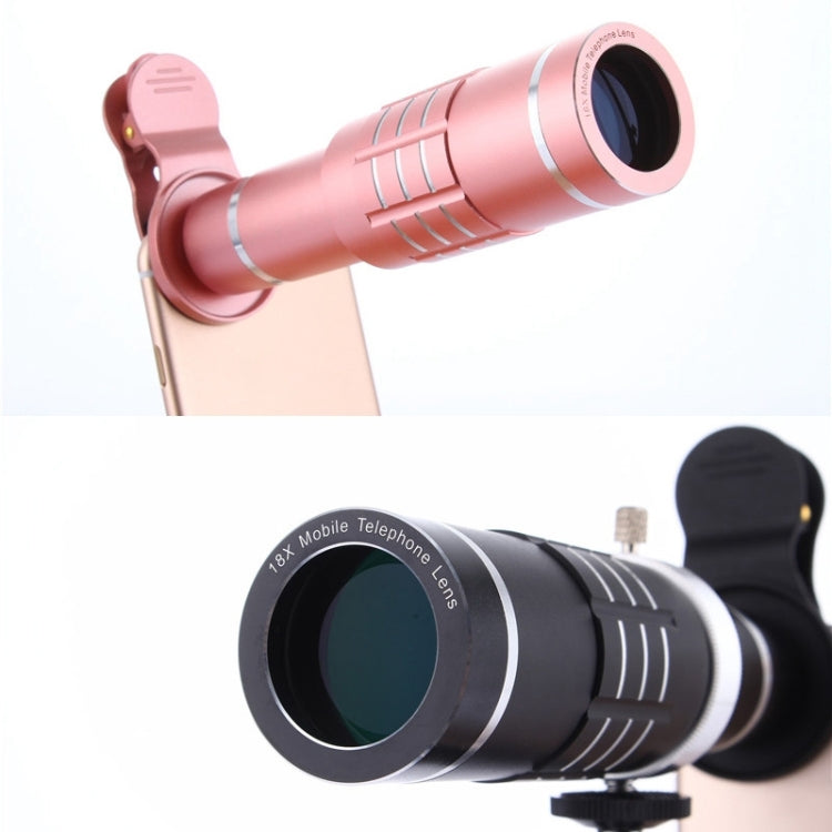 Universal 18X Zoom Telescope Telephoto Camera Lens with Tripod Mount & Mobile Phone Clip, For iPhone, Galaxy, Huawei, Xiaomi, LG, HTC and Other Smart Phones