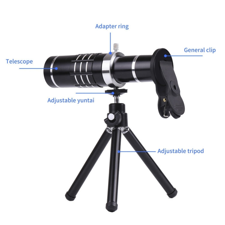 Universal 18X Zoom Telescope Telephoto Camera Lens with Tripod Mount & Mobile Phone Clip, For iPhone, Galaxy, Huawei, Xiaomi, LG, HTC and Other Smart Phones