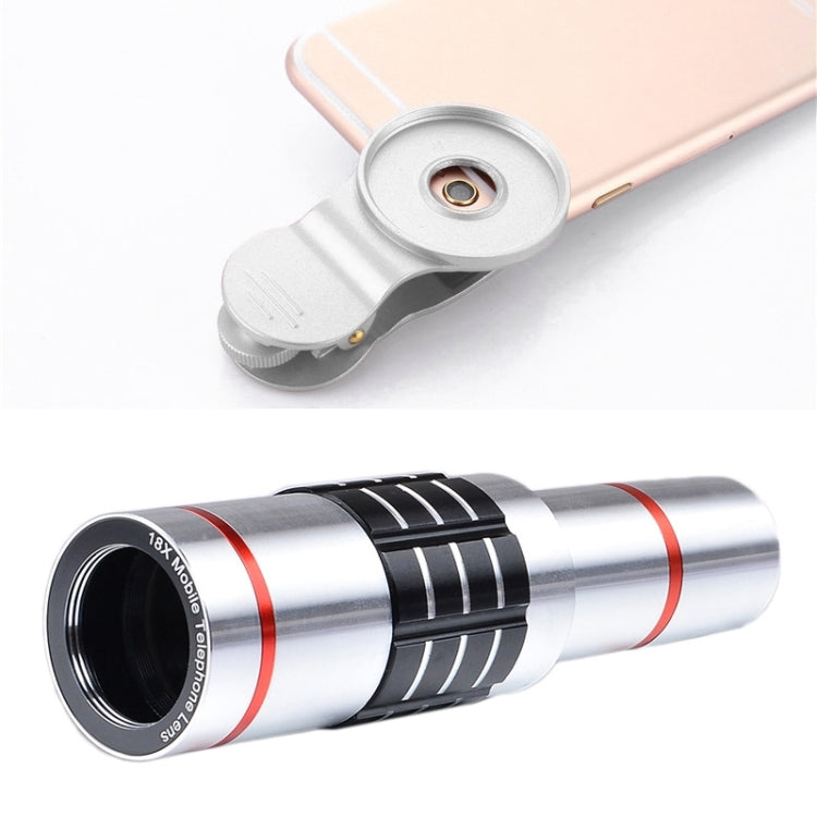 Universal 18X Zoom Telescope Telephoto Camera Lens with Tripod Mount & Mobile Phone Clip, For iPhone, Galaxy, Huawei, Xiaomi, LG, HTC and Other Smart Phones