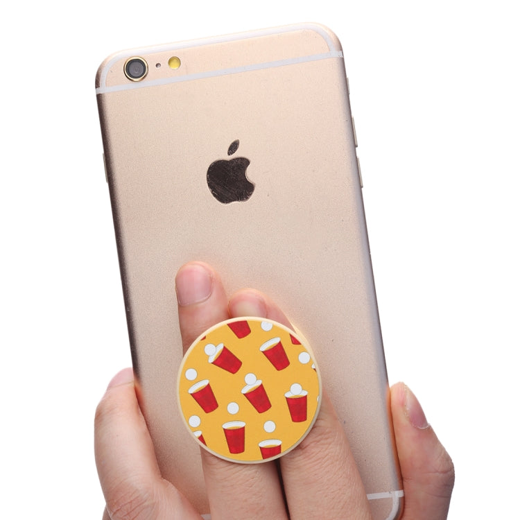 Multi-Function Beverage Pattern Universal Phone Holder Expanding Stand Grip Clamp Rope Stand for Smartphones