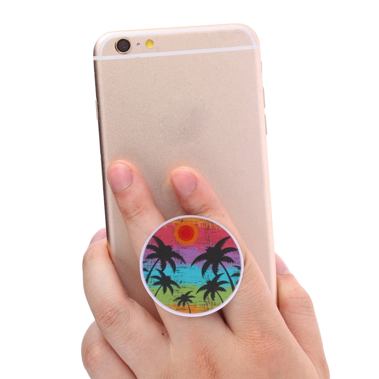 Multi-Function Coconut Tree Pattern Universal Phone Holder Expanding Stand Grip Clamp Rope Stand for Smartphones