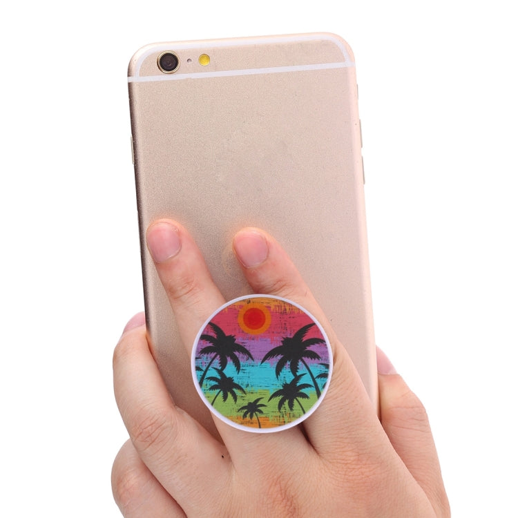 Multi-Function Coconut Tree Pattern Universal Phone Holder Expanding Stand Grip Clamp Rope Stand for Smartphones