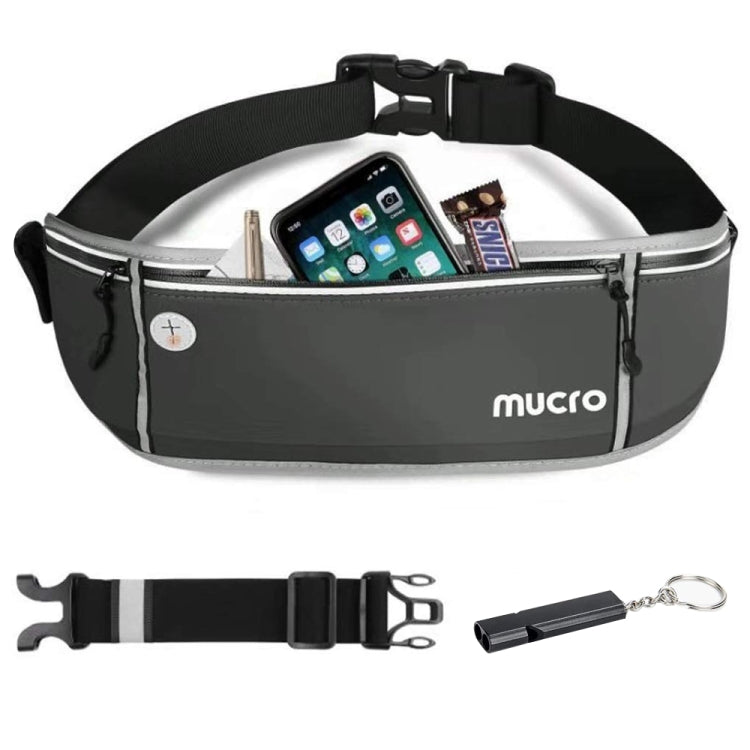 Mucro Running Fanny Bag Large Capacity Sports Belt Waist Pouch Bag with Survival Whistle & Adjustable Extender for iPhone 12  / 12 Pro, iPhone XS Max and 6.5 inch Phones (Black)