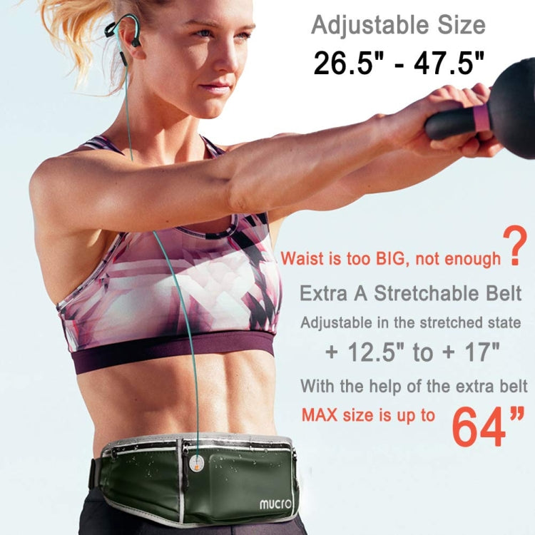 Mucro Running Fanny Bag Large Capacity Sports Belt Waist Pouch Bag with Survival Whistle & Adjustable Extender for iPhone 12  / 12 Pro, iPhone XS Max and 6.5 inch Phones (Black)