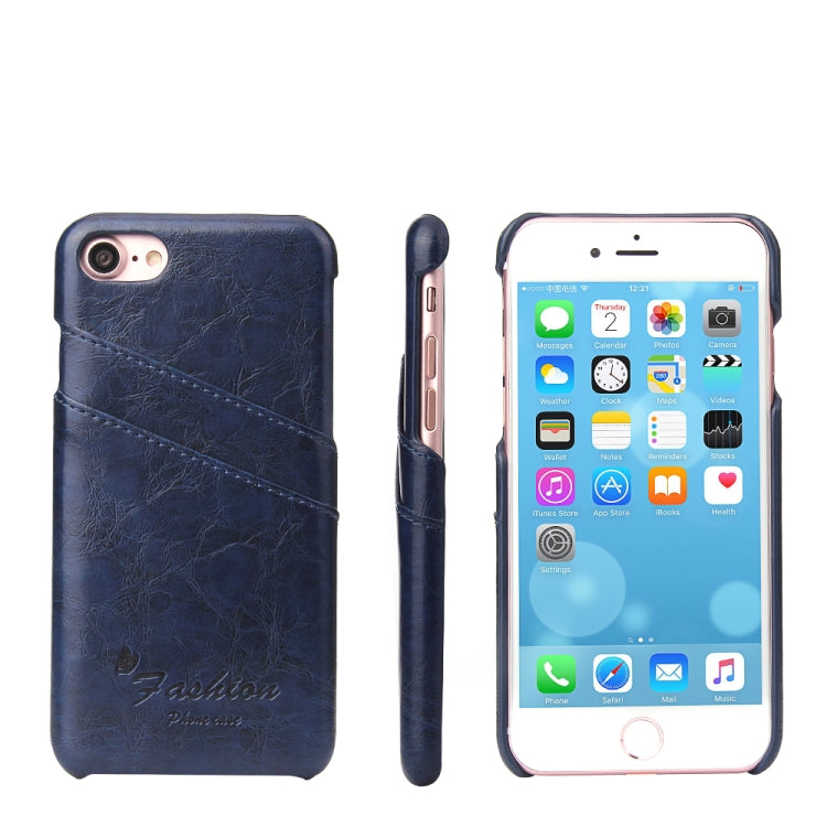 Fierre Shann Retro Oil Wax Texture PU Leather Case For iPhone SE 2020 & 8 & 7, with Card Slots