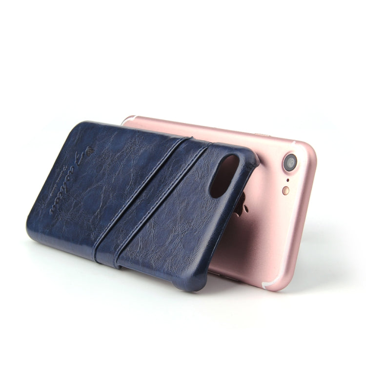 Fierre Shann Retro Oil Wax Texture PU Leather Case For iPhone SE 2020 & 8 & 7, with Card Slots