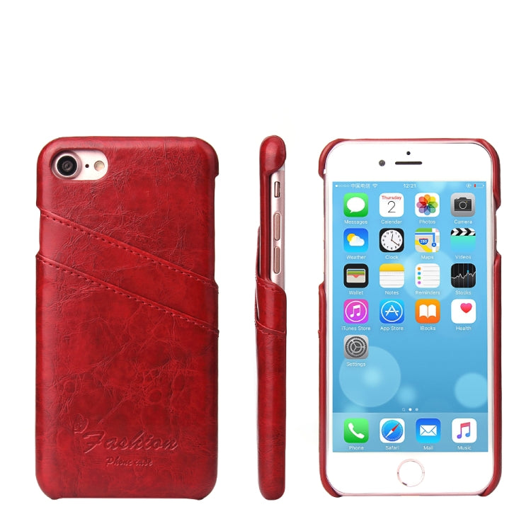 Fierre Shann Retro Oil Wax Texture PU Leather Case For iPhone SE 2020 & 8 & 7, with Card Slots