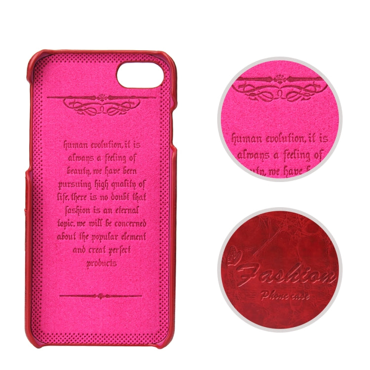 Fierre Shann Retro Oil Wax Texture PU Leather Case For iPhone SE 2020 & 8 & 7, with Card Slots