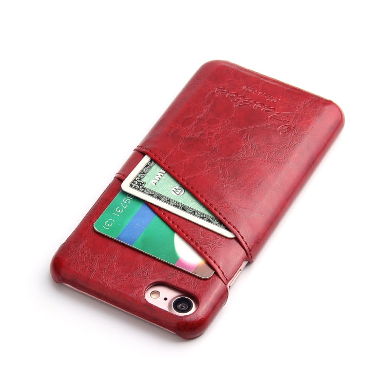 Fierre Shann Retro Oil Wax Texture PU Leather Case For iPhone SE 2020 & 8 & 7, with Card Slots