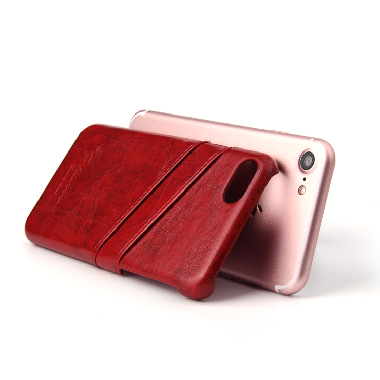 Fierre Shann Retro Oil Wax Texture PU Leather Case For iPhone SE 2020 & 8 & 7, with Card Slots