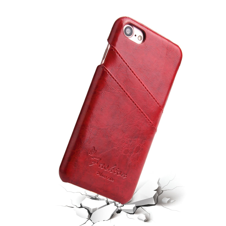 Fierre Shann Retro Oil Wax Texture PU Leather Case For iPhone SE 2020 & 8 & 7, with Card Slots