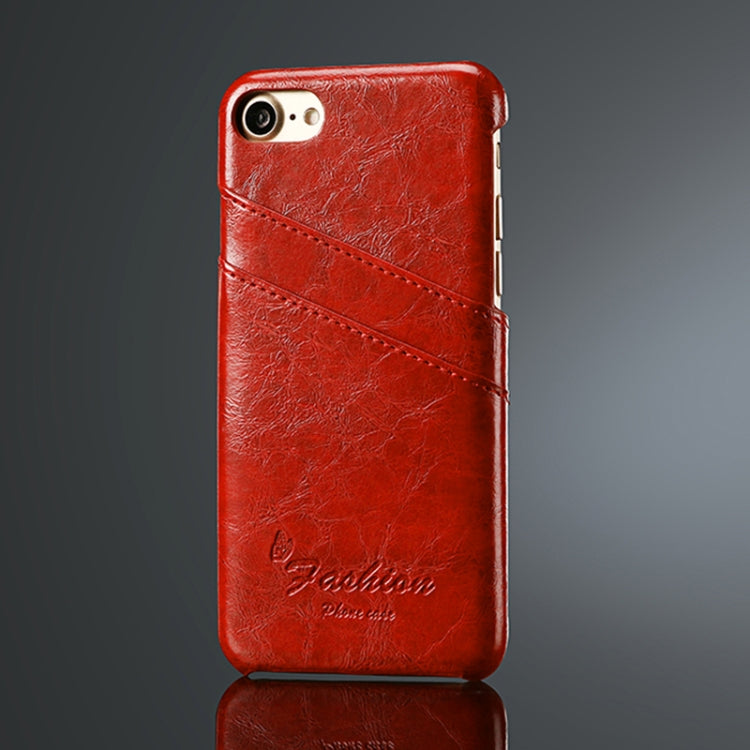 Fierre Shann Retro Oil Wax Texture PU Leather Case For iPhone SE 2020 & 8 & 7, with Card Slots