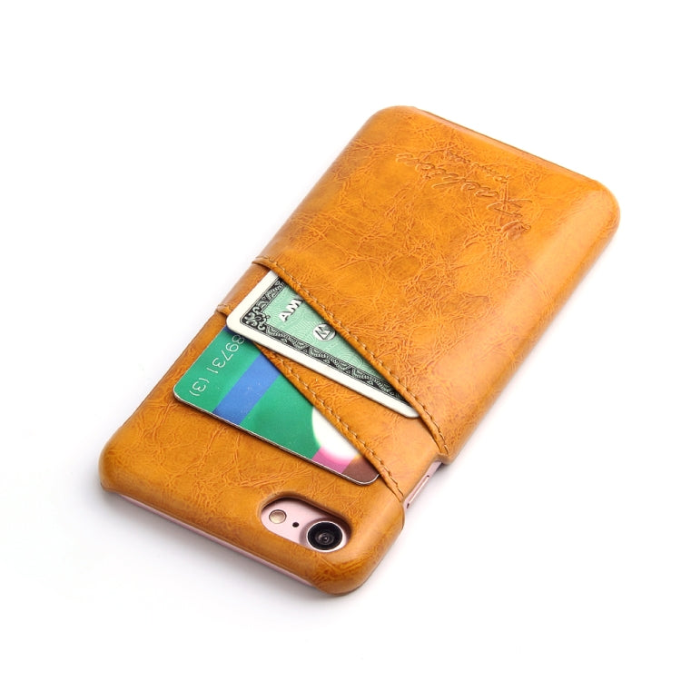 Fierre Shann Retro Oil Wax Texture PU Leather Case For iPhone SE 2020 & 8 & 7, with Card Slots