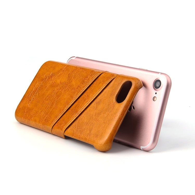 Fierre Shann Retro Oil Wax Texture PU Leather Case For iPhone SE 2020 & 8 & 7, with Card Slots