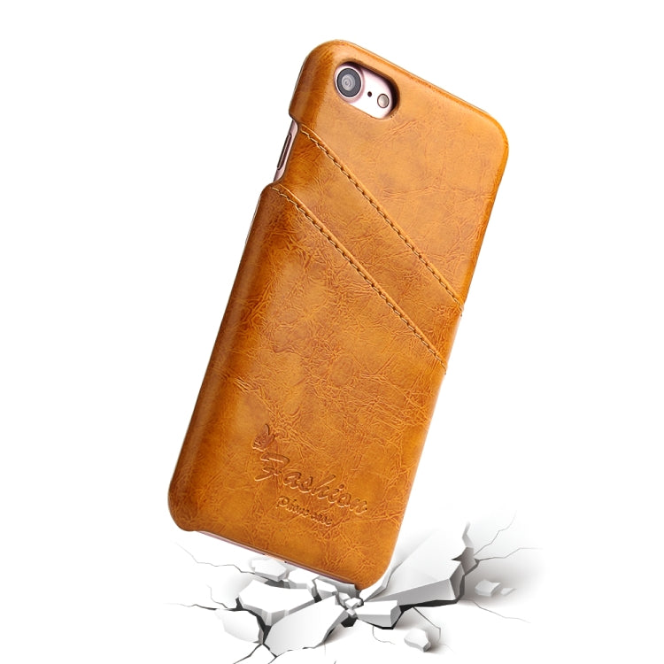 Fierre Shann Retro Oil Wax Texture PU Leather Case For iPhone SE 2020 & 8 & 7, with Card Slots
