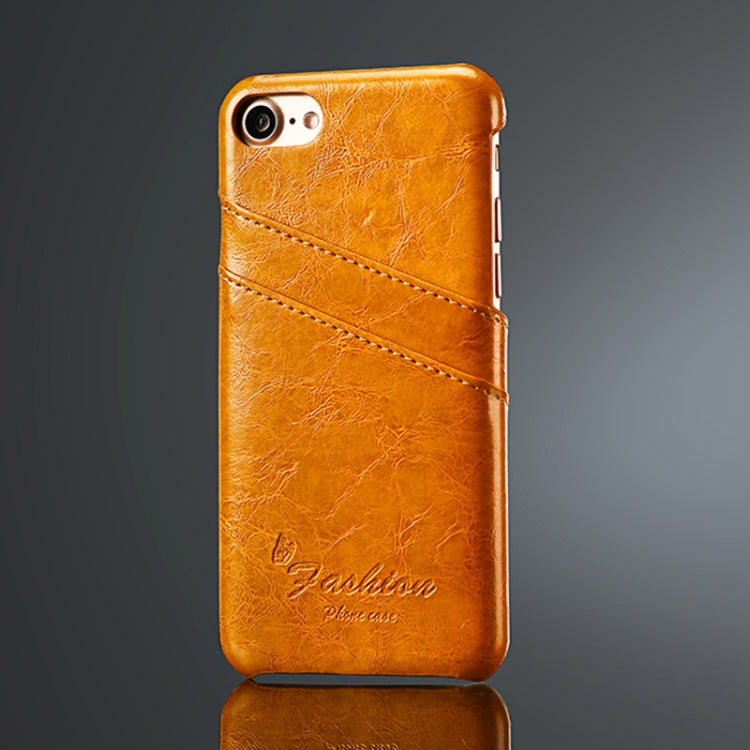 Fierre Shann Retro Oil Wax Texture PU Leather Case For iPhone SE 2020 & 8 & 7, with Card Slots