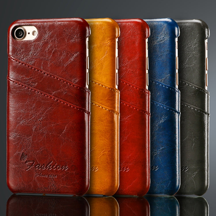 Fierre Shann Retro Oil Wax Texture PU Leather Case For iPhone SE 2020 & 8 & 7, with Card Slots