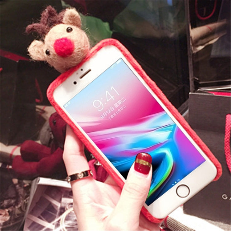 For iPhone SE 2020 & 8 & 7 Christmas Elk Doll Plush Protective Back Cover Case