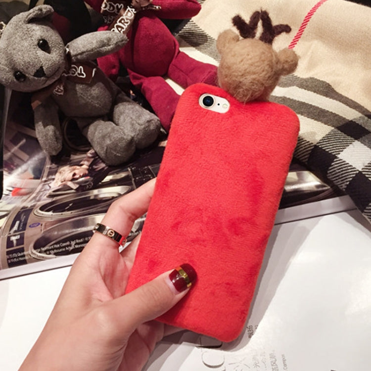 For iPhone SE 2020 & 8 & 7 Christmas Elk Doll Plush Protective Back Cover Case