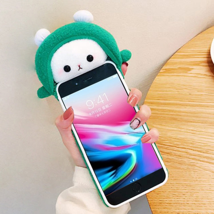 For iPhone SE 2020 & 8 & 7 Plush Green Dinosaur Full Coverage Protective Back Cover Case (Green)