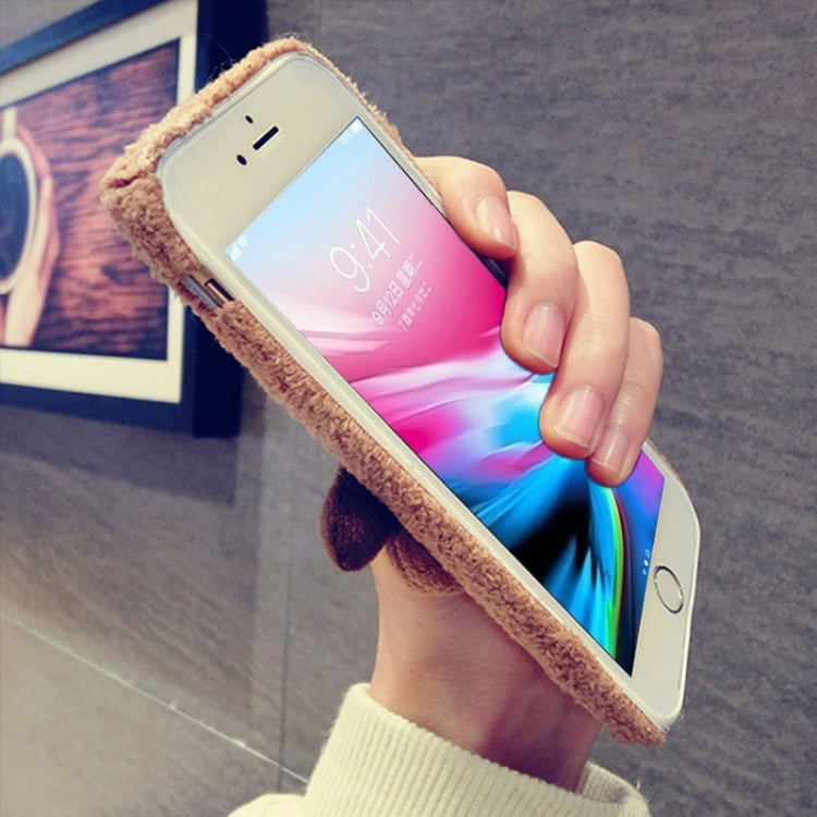 For iPhone SE 2020 & 8 & 7 Christmas Series Plush Brown Elk Full Coverage Protective Back Cover Case