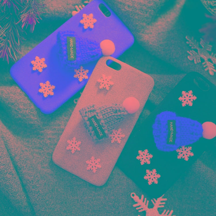 For iPhone SE 2020 & 8 & 7 Christmas Series Handmade Christmas Hat Snowflake Microfiber Surface Protective Back Cover Case(Red)