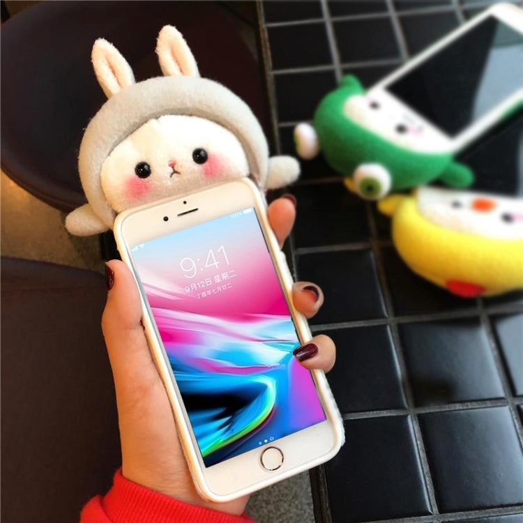 For iPhone SE 2020 & 8 & 7 Plush Grey Rabbit Full Coverage Protective Back Cover Case (Grey)