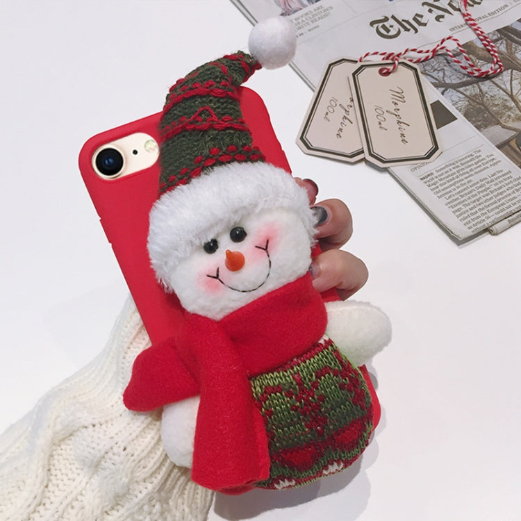 For iPhone SE 2020 & 8 & 7 Christmas Series 3D Snowman Doll Silicone Protective Back Cover Case