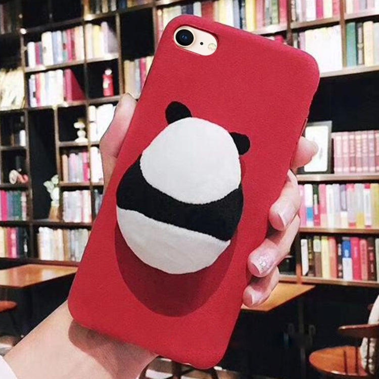 For iPhone SE 2020 & 8 & 7 3D Panda Back Doll Protective Back Cover Case (Red)