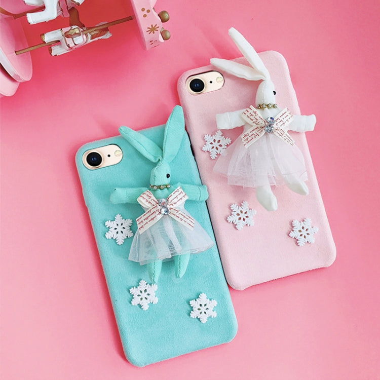 For iPhone SE 2020 & 8 & 7 Creative Cute Plush Cloth 3D Snowflake Plush Rabbit  Protective Back Cover Case