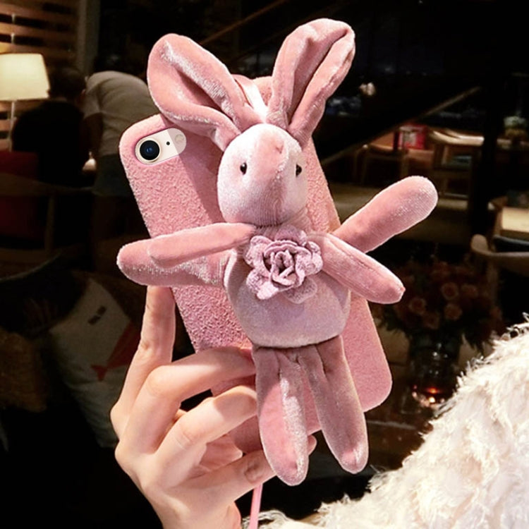 For iPhone SE 2020 & 8 & 7 3D Lovely Flower Rabbit Doll Protective Back Cover Case
