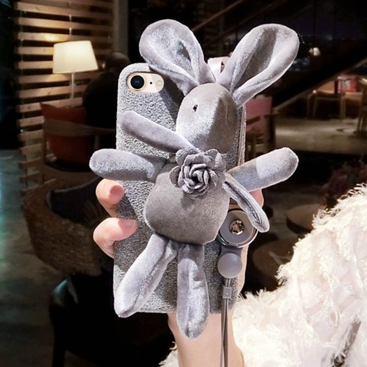 For iPhone SE 2020 & 8 & 7 3D Lovely Flower Rabbit Doll Protective Back Cover Case