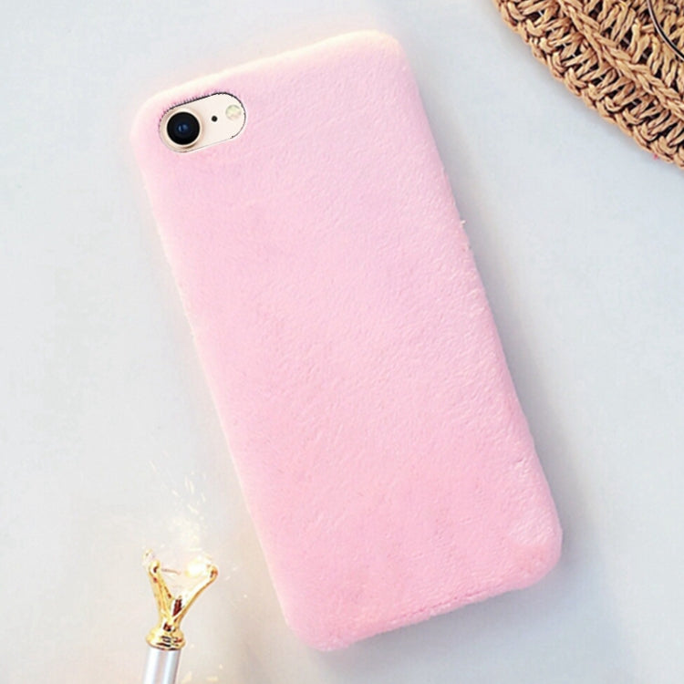 For iPhone SE 2020 & 8 & 7 Lovely Warm Plush Solid Color Protective Back Cover Hard Case