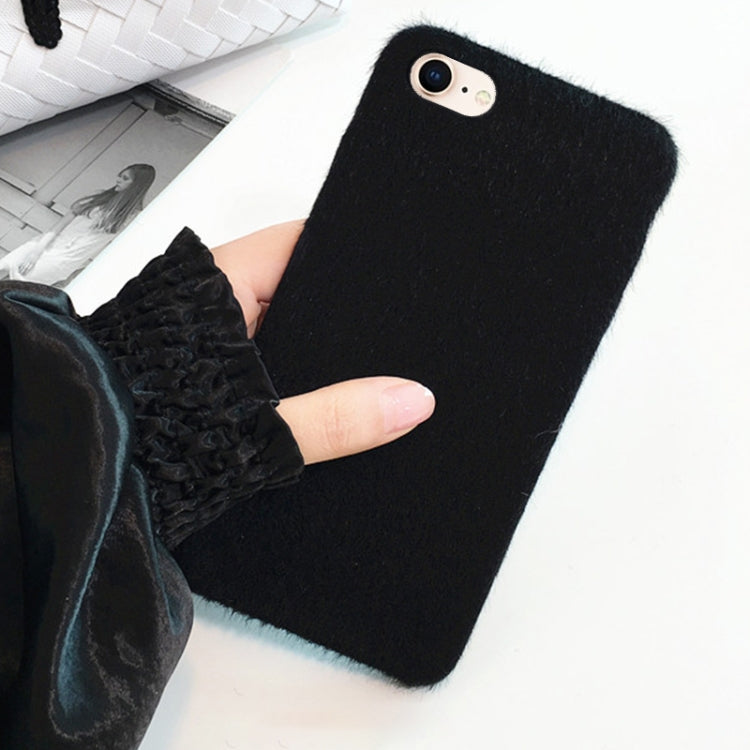 For iPhone SE 2020 & 8 & 7 Fashion Luxury Imitation Fur Plush Solid Color Protective Back Cover Case
