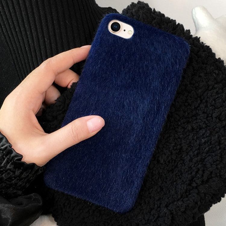 For iPhone SE 2020 & 8 & 7 Fashion Luxury Imitation Fur Plush Solid Color Protective Back Cover Case