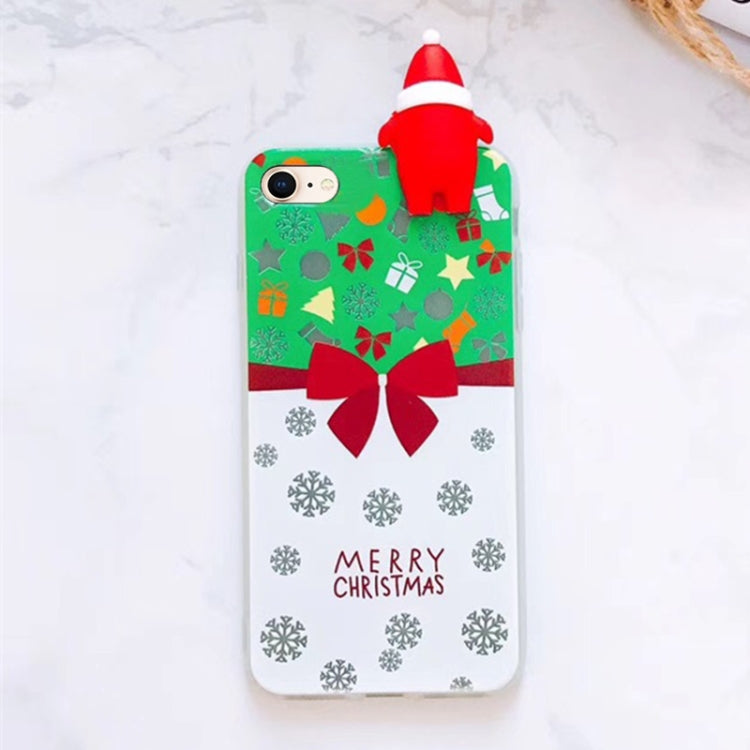 For iPhone SE 2020 & 8 & 7 Cute 3D Santa Claus Butterfly Knot Pattern Protective Back Cover Case