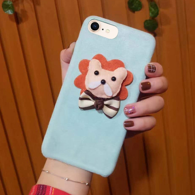 For iPhone SE 2020 & 8 & 7 Cute 3D Lion Pattern Felt Plush Protective Back Cover Case