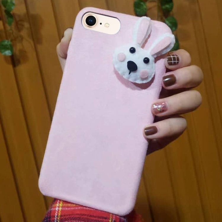 For iPhone SE 2020 & 8 & 7 Cute 3D Rabbit Head Pattern Felt Plush Protective Back Cover Case
